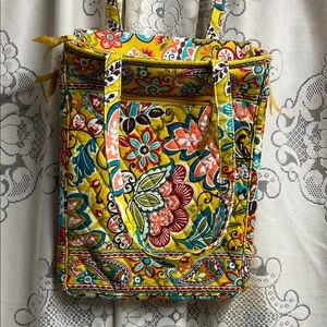Vera Bradley Yellow Quilted Floral Laptop Tote with Multicolor Paisley